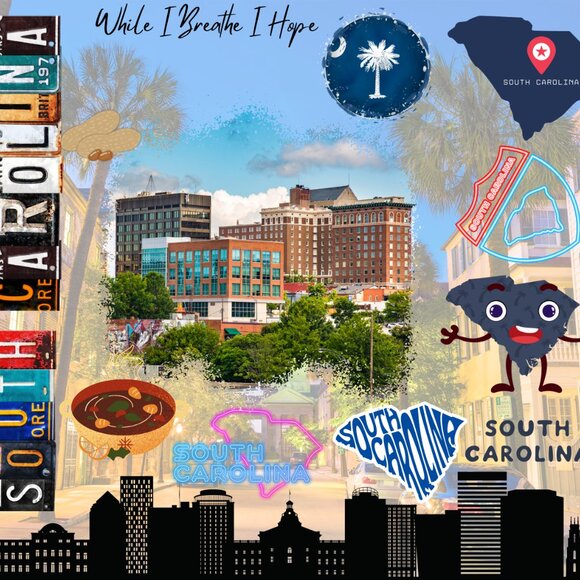 South Carolina Tumbler, South Carolina Sublimation Design, 20oz Skinny Tumbler - Picture 2 of 7